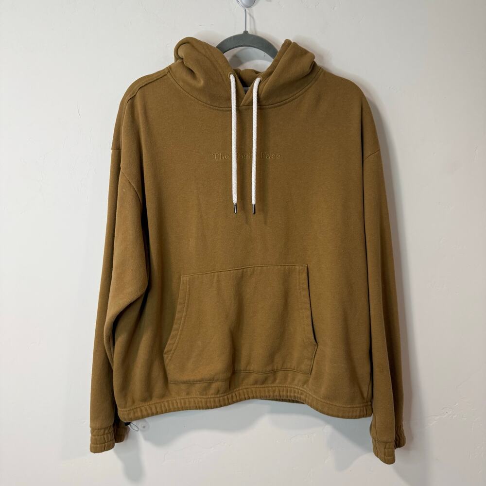 The North Face Women's Rogue Hoodie Sweatshirt Tan Brown Large Chest Logo Crop